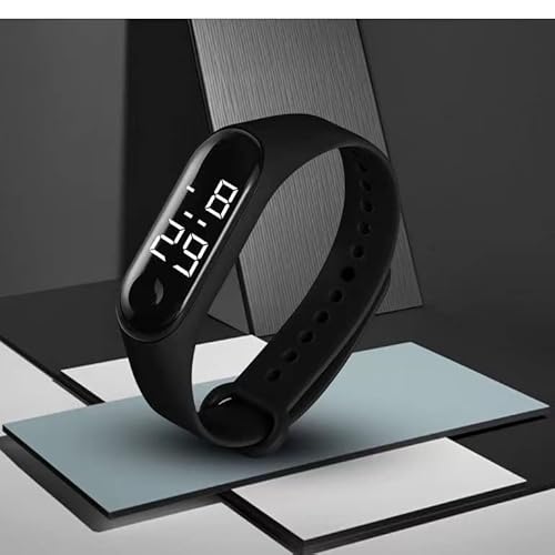 Men s Wrist Watches—Multifunctional Electronic Watch for Kids-Minimalist Design with LED Time Display,Alarm Clock,Touchscreen. Outdoor Waterproof Electronic Bracelet Digital Watch Student (Black)