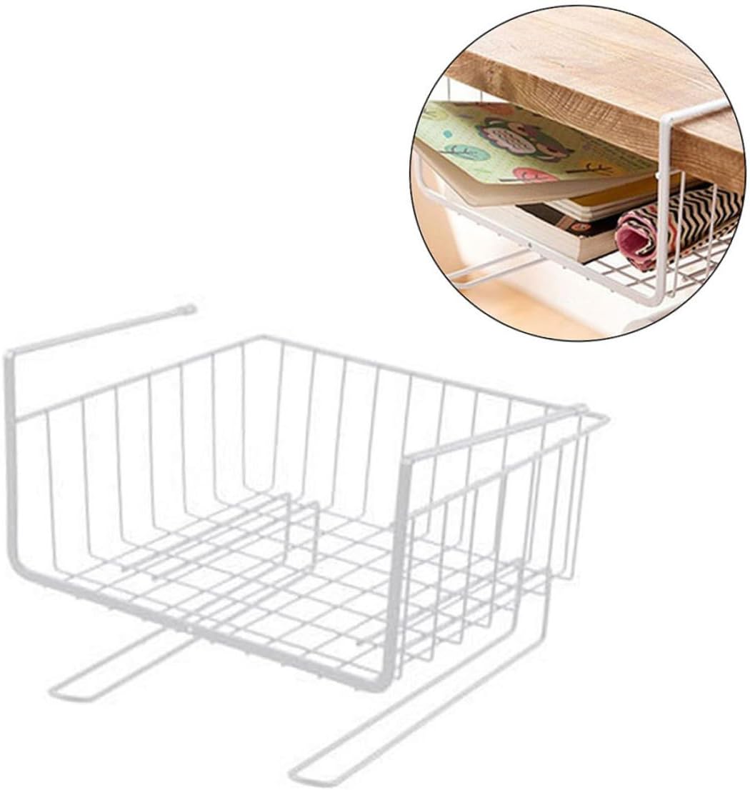 2pcs Cabinet Partition Rack Simple under Table Storage Shelf for Kitchen Organization White Layered Rack Heavy Duty for Maximizing Cabinet Space Pack
