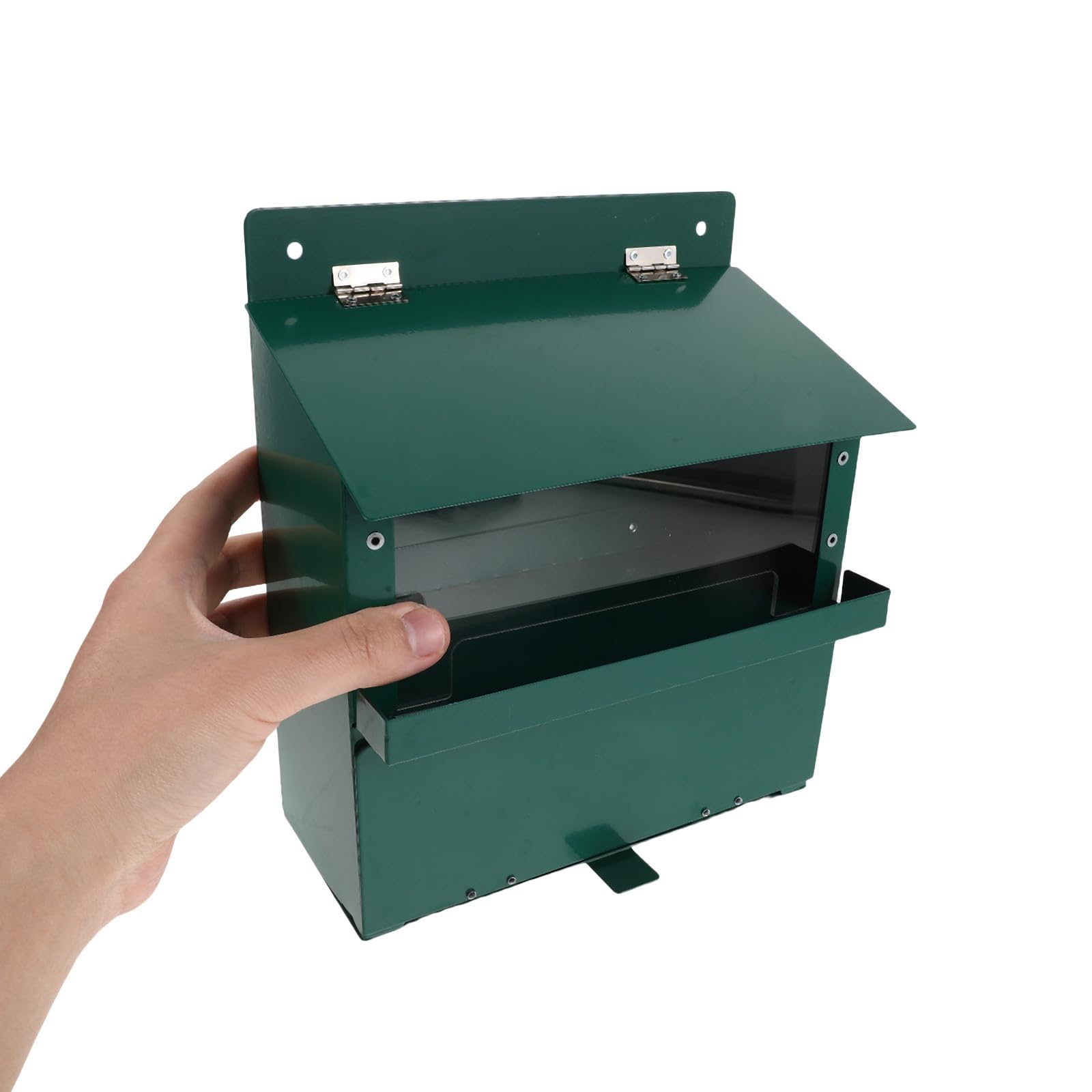 Hemobllo Distributore Verde e Scoiattoli in Giardino Metallo da Grande Capacità, Struttura Tetto Superiore Base Pesante, Protezione Intemperie e Facile Ricarica, per Famiglie