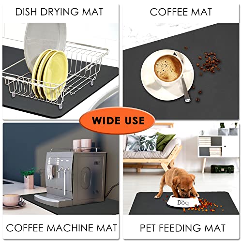 Dish Drying Mat For Kitchen Counter, 24"X16" Dish Drying Pad With Non-Slip Rubber Backed, Hide Stain Anti Absorbent For Kitchen Counter, Drying Mat For Coffee Machine Dish Rack Coffee Bar Accessories #TOP6