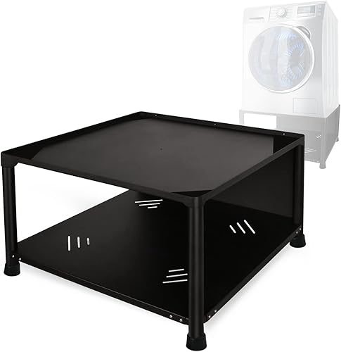 Pedestal para lavadora, base de hoja de metal de altura ajustable con estante de almacenamiento, pedestales de ajuste universal para lavadoras y