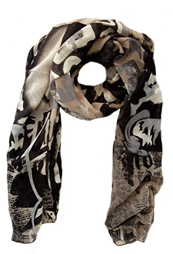 Foulard pour femme Viktoria écharpe tendance motif rayures noir
