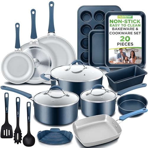 NutriChef Professional 20 Pc Kitchen Set in Navy Blue -