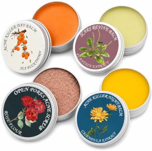 SDXJIOGE Organic Acne & Redness Relief Set – Organic Acne & Redness Killer Balm, Natural Clearing Balm for Face – Soothing Breakout Control & Skin Repair Kit for All Skin Types