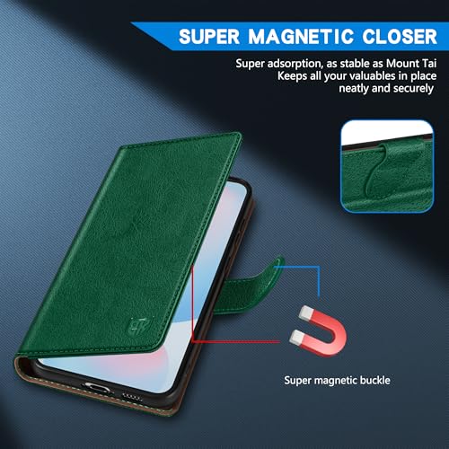 Image of ZZXX for Samsung Galaxy S25 Plus Wallet Case with [RFID Blocking] Card Slot Kickstand Magnetic Closure Leather Flip Fold Protective Phone Case for Galaxy S25 Plus 5G Case Wallet(Green-6.6 inch)