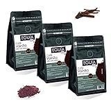 Este surtido cuenta con 3 paquetes de 250 gramos de café molido arabica con sabor a vainilla, tostado artesanal, con granos procedentes de Brasil
