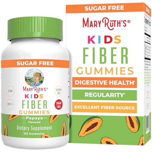 MARYRUTH'S Fiber Gummies for Kids | 2 Month Supply | Sugar Free | Kids Fiber Gummies Ages 4+ | Soluble Fiber Supplement | Gut Health & Digestion Support | 3g Fiber per Gummy | Vegan | 60 Count