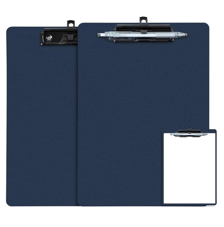 FRETONBA クリップボード A4 バインダー 軽量 携帯便利 クリップファイル ペンホルダー付き 会議用 (ブルー 2個入り)