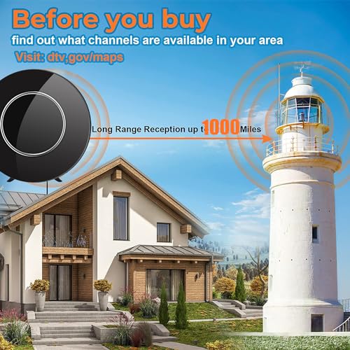 2024 Upgraded 1000+ Miles Range TV Antenna Free Channels, HDTV Digital Antenna, Ultra HD 4K HDR 1080P Powerful TV Signal for Smart TV/Old TV 32FT Cable Indoor Outdoor(Adapter Included)
