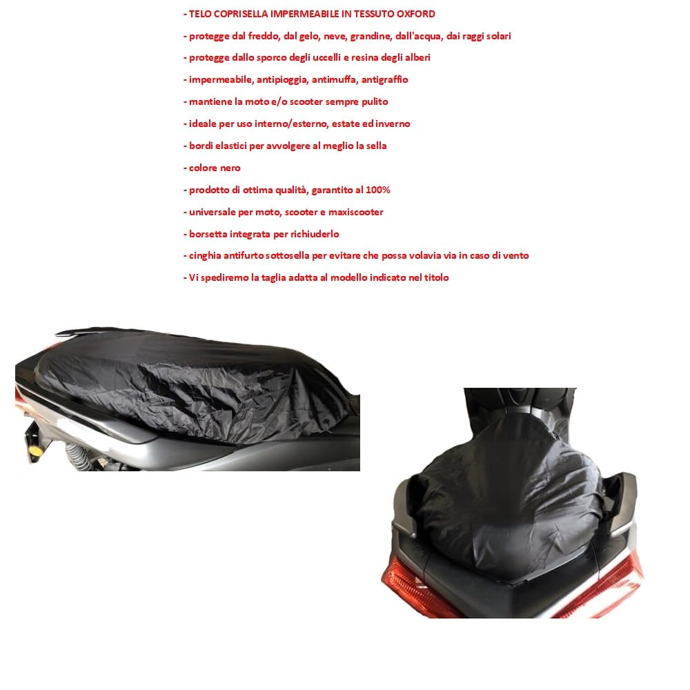COMPATIBILE CON HONDA AFRICA TWIN CRF 1100L TELO COPRISELLA IMPERMEABILE IN OXFORD PROTEGGI SELLE ANTIPIOGGIA COVER COPERTURA SOLE PIOGGIA MOTO SCOOTER MAXISCOOTER