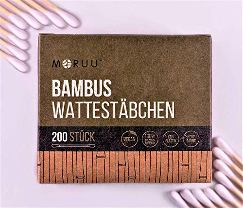 Preisvergleich Produktbild Fusselfreie Bambus Wattestäbchen / Ohrenstäbchen ohne Plastik Für umweltbewusste Kosmetik Liebhaber / 600 Stück / Baby / Kinder geeignet / vegan / zero waste / plastikfrei / q-tips