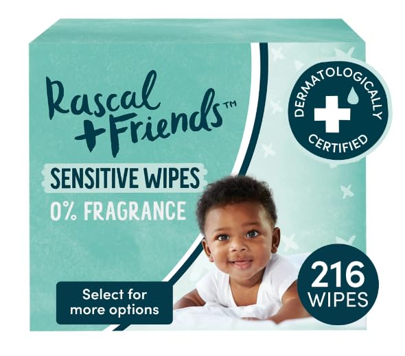 Rascal + Friends Sensitive Baby Wipes, 216 Count, Whtie