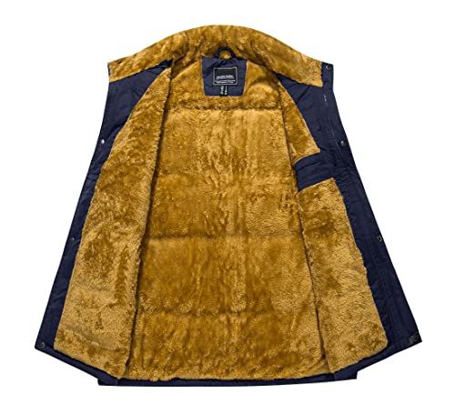 Crysully Men's Vest Jacket Winter Fleece Lined Vests Windproof Hiking Outwear Navy Blue #TOP2