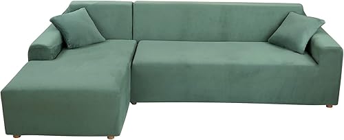 MIFXIN Fundas de sofá seccionales en forma de L, 2 piezas elásticas para sofá de esquina, protector de muebles para sala de estar, mascotas y niños