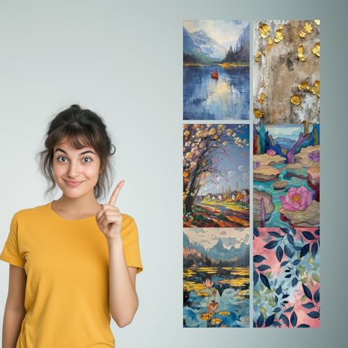 Image of SiddArtify Modern Landscape & Floral Art Print Set - 300GSM Board - 12x18 Inch - Pack of 6 Wall Room Decoration art Poster Prints