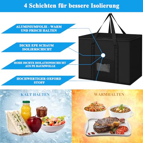 Beautyshow 40L Kühltasche Groß Einkaufstasche Faltbar Thermotasche Dauerhaft Isoliertasche Picknicktasche Gefriertasche für Einkauf/Picknick/Camping/Strand/BBQ/Outdoor/Reisen/Auto, Upgrade 2