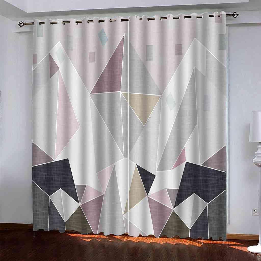 Modern Blackout Curtains with Eyelet 3D Printed Thermal Insulated Window Treatments Three-Dimensional Geometric Pattern Living Room Bedroom Window Drapes 2 Panel Set 72" X 108" (2XW55"xL96")