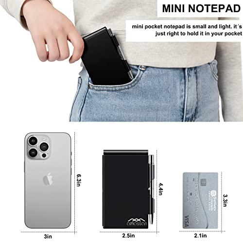 Caderno pequeno de metal, mini bloco de notas, pequeno bolso bloco de notas de alumínio com mini can