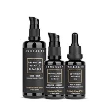 JSHealth Hydrate & Renew Skincare - Gentle Facial Cleanser, Brightening Vitamin C Serum for Face & Hydrating Vitamin E Face Oil - Virtual Bundle