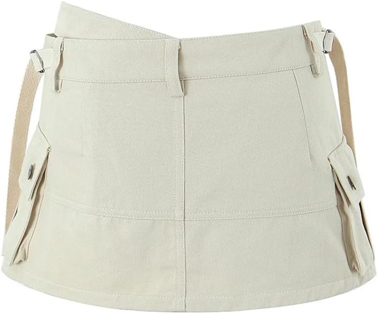 Women Summer Solid Mini Skirt Low Waist Side Pockets Short Skirts Skorts