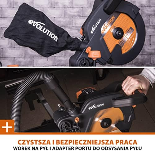Evolution Power Tools Ukośnica przesuwna R255-SMS+ z tarczą TCT 255 mm do cięcia różnych materiałów