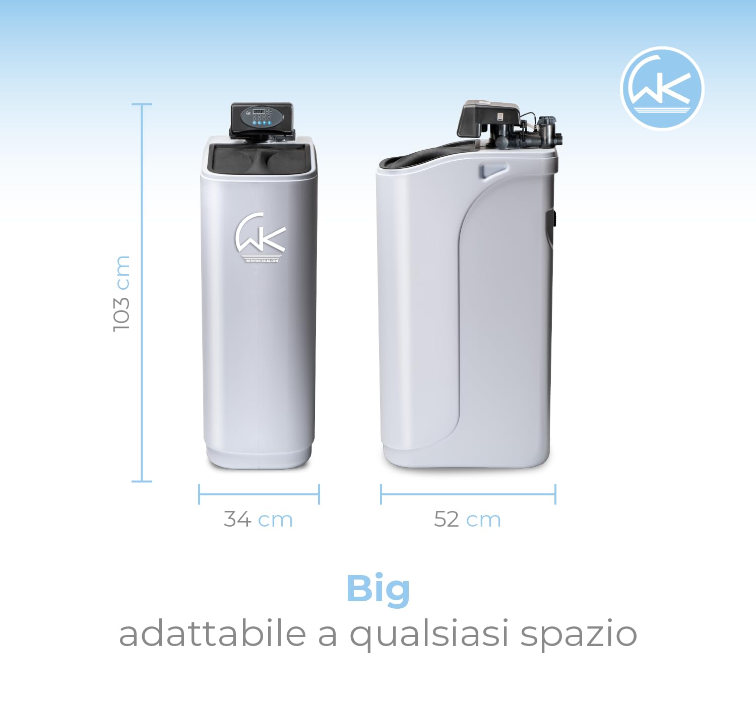 WK - Addolcitore d'Acqua domestico New Octopus Big, Sistema di Filtraggio per Acqua Dolce, Design Compatto e Portata di 5000 Litri, Ideale per Famiglie Numerose