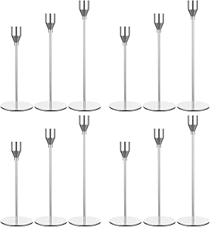 Set of 12 Silver Candle Holders, Metal Candle Holder Tapers Fit 3/4 Inch...