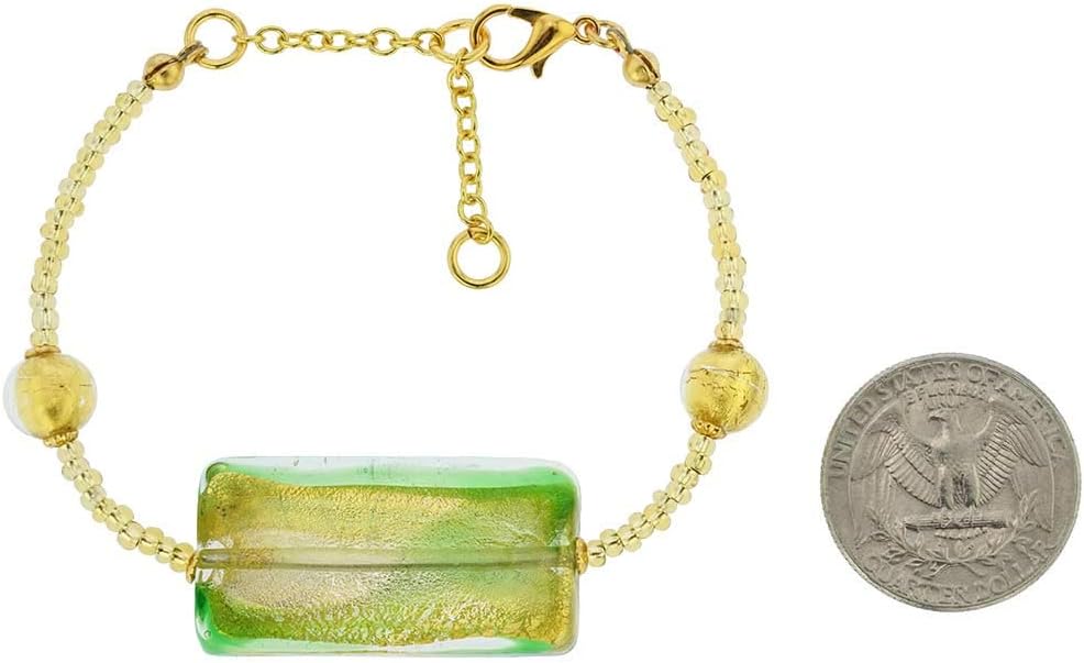 Glass Of Venice Murano Glass Royal Green Block Bracelet