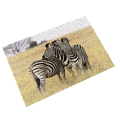Zebras On South Africa Printed Doormat Pvc Entryway Mats Non-Slip Mats Welcome Mats For Outdoor And Indoor Uses Home Decoration 24" X 16" #TOP1