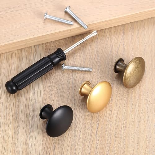 Miniatura 7 de Zhengyyuu 13 Piezas Pomos Y Tiradores Armarios, Pomos Armario, Perillas De Gabinete Redondas, Tiradores Cajones Antiguos Para Muebles Cocina Baño Armarios Vestidores Tocadores 30mm, Negro