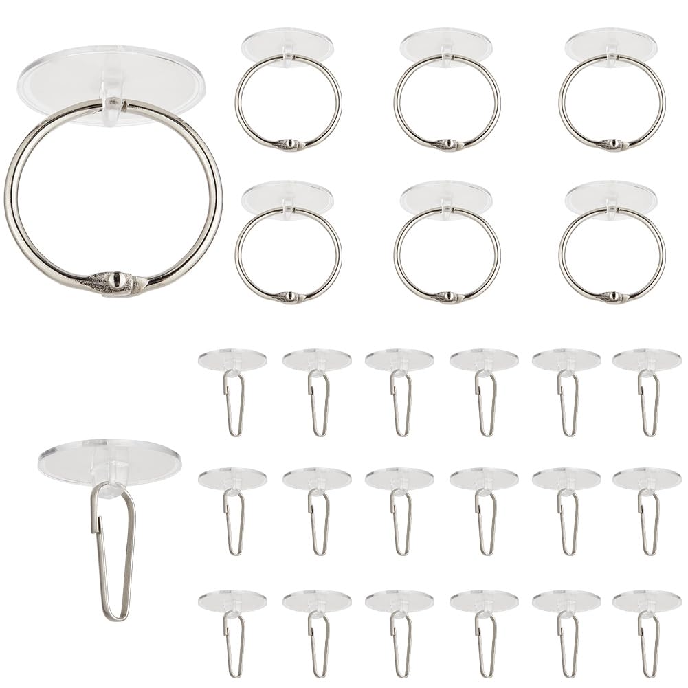 SOFPLATE 40 Sets 2 Styles Self Adhesive Ceiling Hanging Hook Wall Sticky Hooks with Rings Clear Seamless Small Disc Sticker Hanger for Christmas Festival Wedding Party Home Decoration Balloon Storage