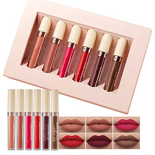 Maepeor Matte Liquid Lipstick 6Pcs Nude Brown Velvety Lip Gloss Kit Long-Lasting Wear Non-Stick Cup And Not Fade Lipstick Set For All Undertone (Nude-Brown Series, 6Pcs-D) #TOP7