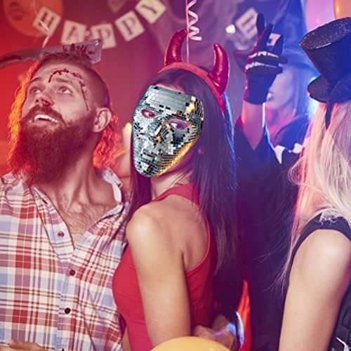 Realistic Full Face Masquerade Mask,Disco Ball Glitter Mask,Girl Boy Cosplay Costume Mask,Halloween Mask for Women Luxury Mirror Glass,Masquerade Mirror Mask for Men and Women
