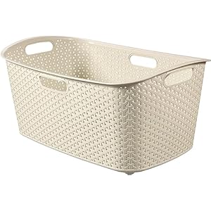 Curver Cesto Papelera ‘ratán’ 47 litros Crema cesto para la Colada