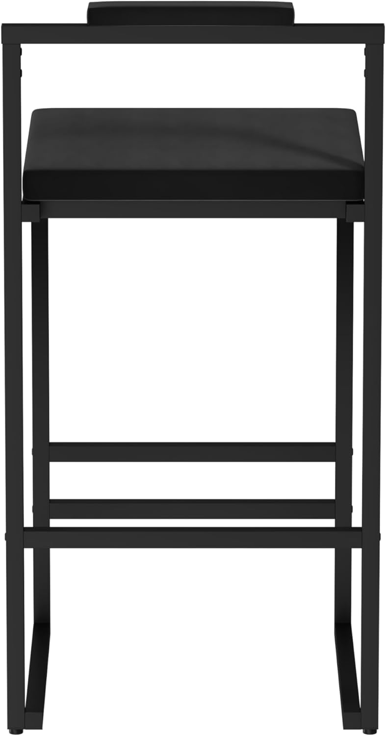 Velvet Counter Height Bar Stools Set of 2, Modern Kitchen Island Stools with Footrest & Backrest, Soft Padded Seat Dining Chairs for Breakfast Nook, Cafe ((Blake)