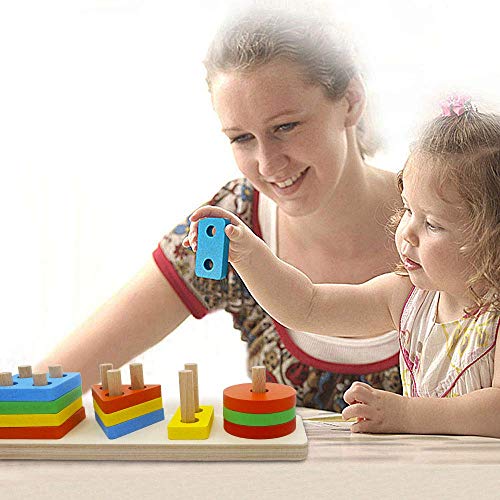 Getianlai Wooden Educational Preschool Toddler Toys Shape Color Sorting Block Puzzles For Boys & Girls #TOP3
