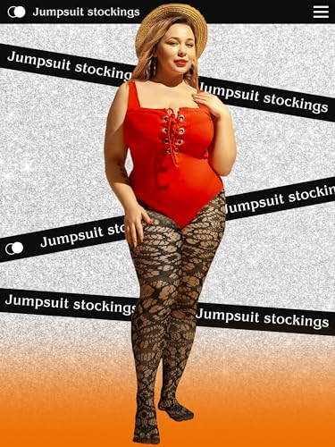 Image of Jadive 6 Pairs Women Plus Size Suspender Tights Fishnet Thigh High Stockings Garter Belt Lingerie Pantyhose