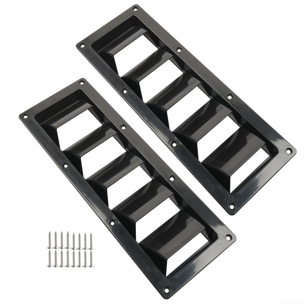 Lüftungsgitter 5-Schlitze Schwarz/Weiß für Wohnmobil Boot ABS Belüftungsabdeckung mit Insektenschutz Außenbereich Montage(White 2pcs)