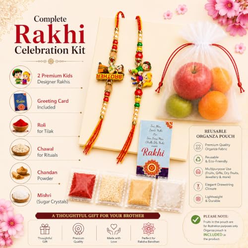 Image of Yuvraj Designer Rakhi for Brother Set of 2 | Handmade Pearl & Crystal Bead Rakhi | Raksha Bandhan Gift Box with Roli Chawal