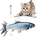 Chat Jouet Poisson,Jouet Poisson,Jouet Poisson Electronique Simulation en Mouvement USB Rechargeable avec Cataire (Appât Blanc d'herbe)