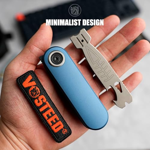 Image of Vosteed Corgi V Pocket Knife - 2.36 inch 14C28N Black Stonewash Blade - Patented Vanchor Lock, Blue Aluminum Handle - EDC Knife Fishing Folding Knife - A3704