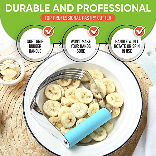 Image of Spring Chef Large Pastry Cutter For Baking, Pro Pastry Blender, Aqua Sky