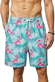 Enlision Bañador Hombre Azul Claro Secado Rápido Bañadores Natación Hombre Moda Pantalones Cortos Hawaiano Flamenco Bermudas Traje de Baño con Forro de Malla para Piscina Playa Surfero Vacaciones M
