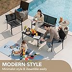 Devoko 4 Pieces Patio Furniture Set Outdoor Garden Patio Conversation Sets Poolside Lawn Chairs with Glass Coffee Table Porch Furniture (Black) - Image 4