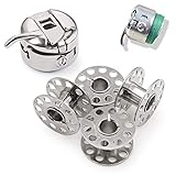 Kalevel Bobbin Case with 4 Metal Sewing Bobbins Sewing Machine Bobbins with Case Presser Feet Sewing Kit for All Low Shank Snap-On Singer Brother Babylock Janome Kenmore White Elna Husqvarna Bernina