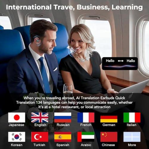 Image of ERAZER X8 Translator Earbuds Real-time AI Language Translation Earbuds for 165 Languages, Two-Way Translation Device for iOS and Android, Travel, Business, and Learning Black