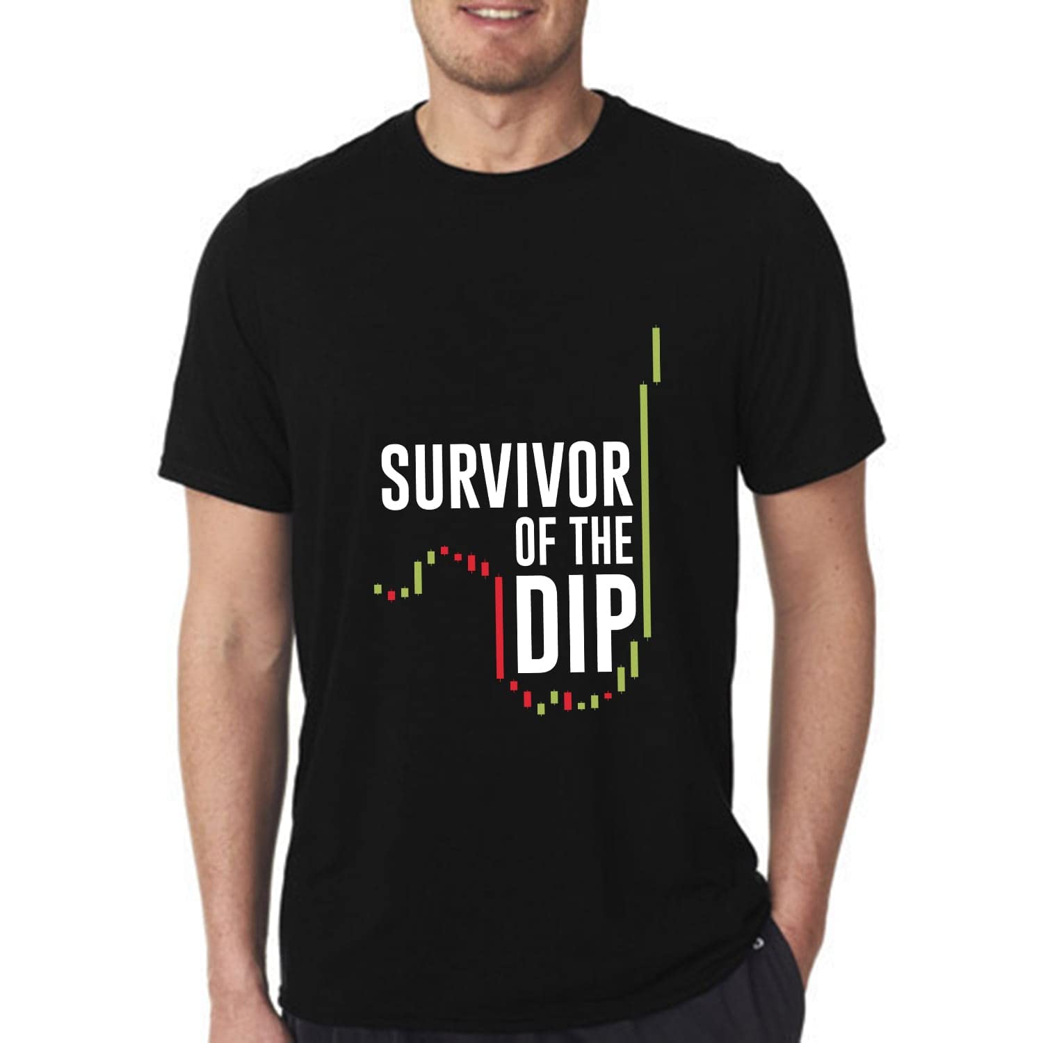 PdlPrintUnisex Regular Fit Survivor of The Dip Graphic Printed T-Shirt/Stock Market/Investor Forex Trading Trader T-Shirt
