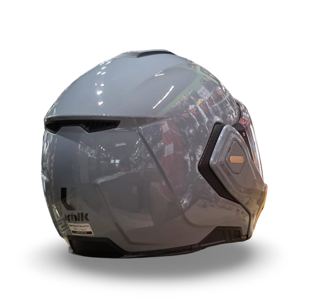 unik Casco Modular Abatible 180 Spectrum Moto Adultos Visera Solar Doble Policarbonato 2 Calotas Ventilación Frontal Trasera Cierre Micrométrico - Nardo Grey, Talla XL