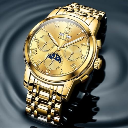 Image of OLEVS Watches for Men Automatic Mechanical Self Winding Dress Wrist Watch Multifunction Calendar Waterproof Luminous