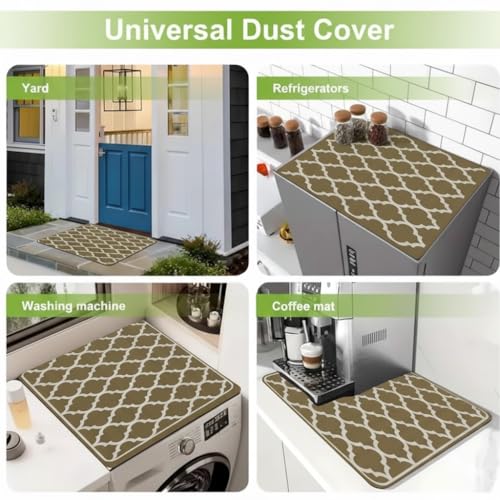 Image of Homecloud Non-Slip Washing Machine Mat - Durable Waterproof Protective Cover for Washer & Dryer, Dust-Resistant Mat Ideal for Laundry Room & Kitchen Appliances (Khaki)